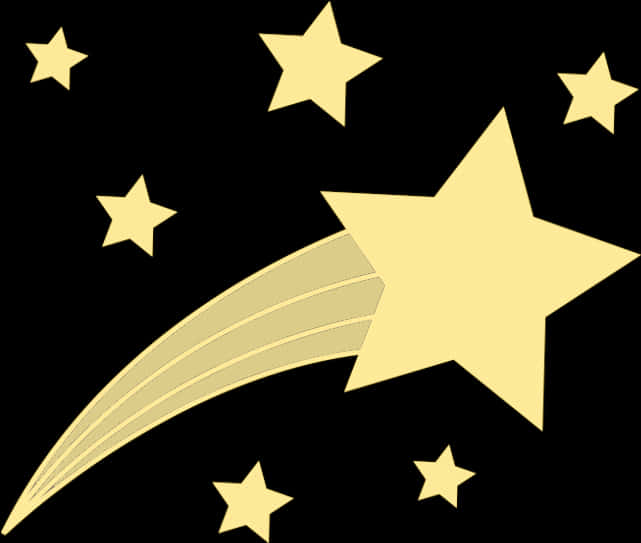 Stars 桌布 壁紙 — 一顆明亮的黃色流星劃過被較小星星包圍的黑色天空。