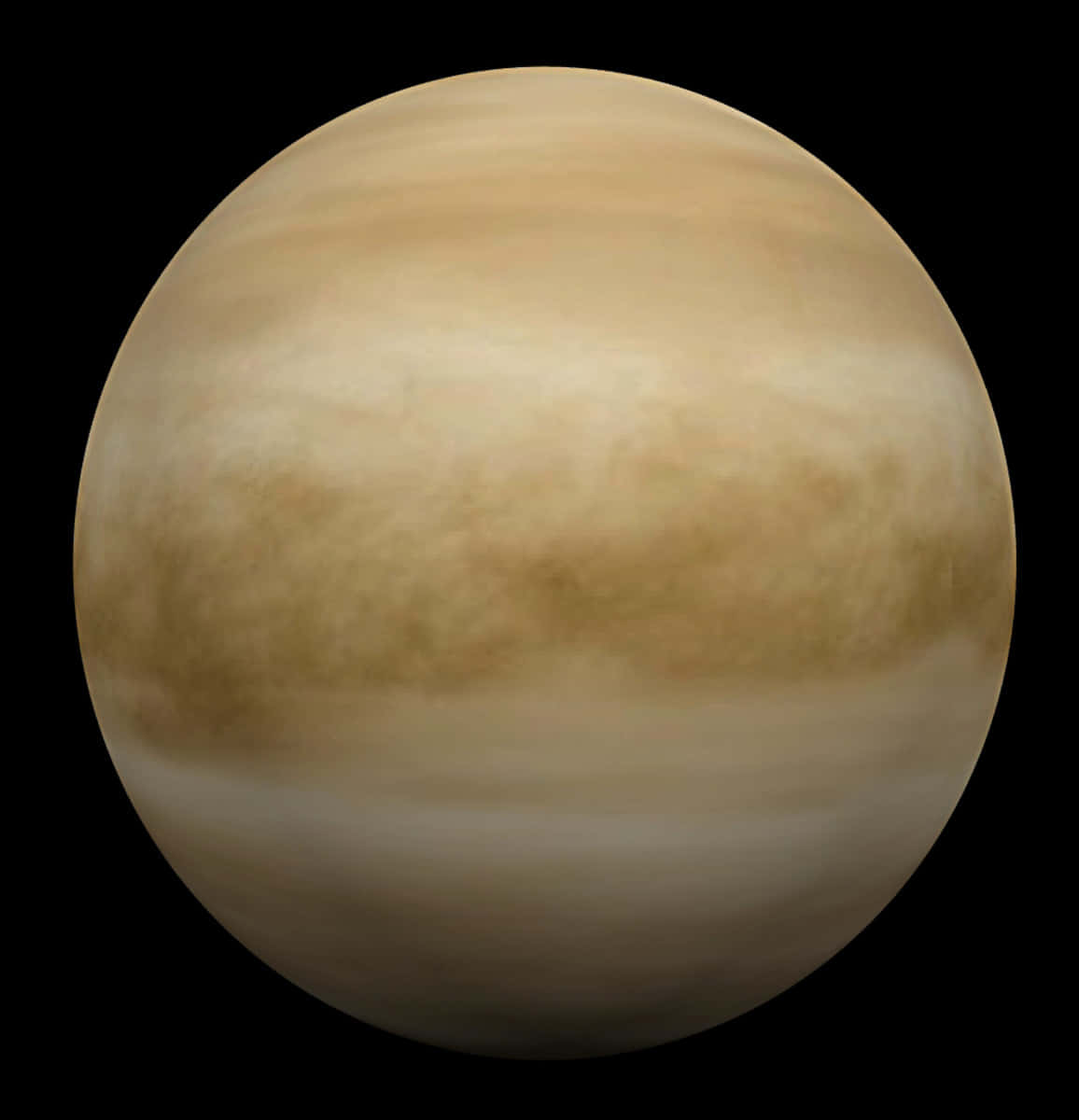 Venus 桌布 壁紙 — 一顆朦朧的淡黃色行星，帶有旋轉的雲帶，背景是黑色虛空。