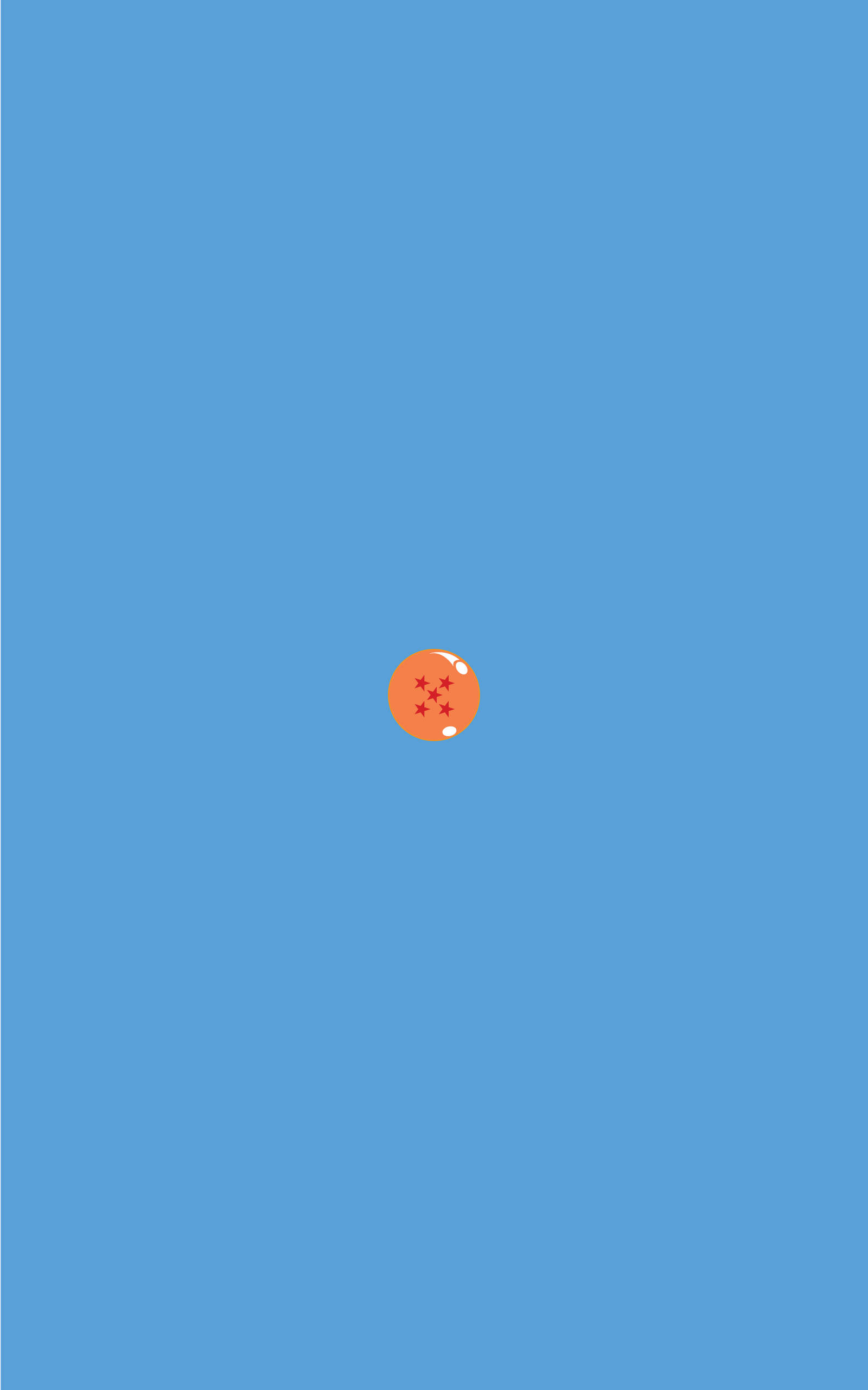 Minimalist iPad 桌布 壁紙 — 一顆橙色龍珠，上面有紅色星星，在純藍色背景中央漂浮。