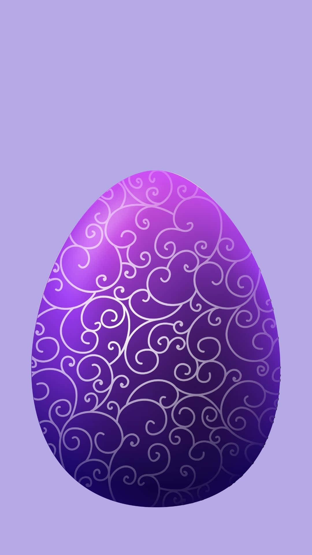 Easter Egg 桌布 壁紙 — 一顆漸層紫色蛋，飾有旋轉白色圖案，襯以柔和薰衣草背景。