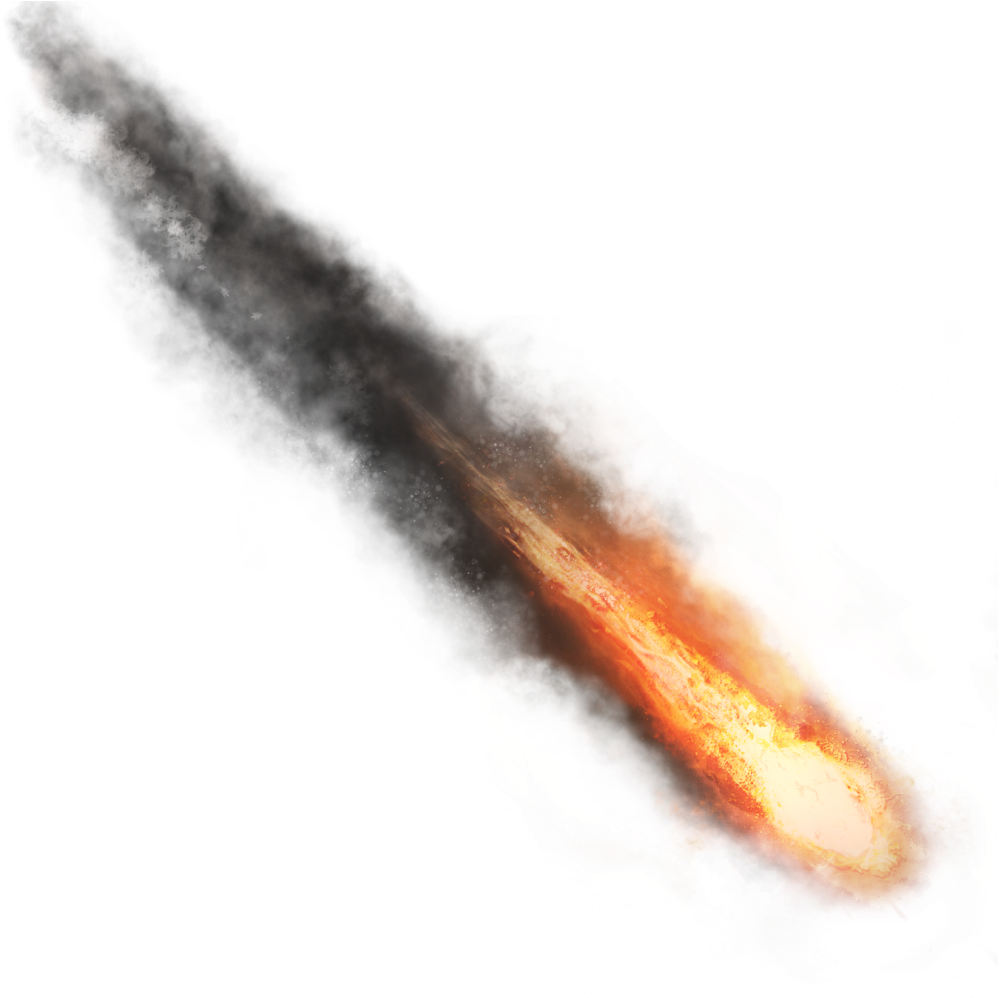comet 桌布 壁紙 — 一顆熾熱的流星劃過黑色太空，留下發光的橙色和黃色軌跡。
