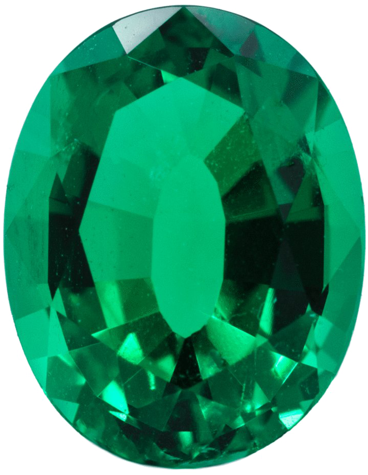 Gemstone 桌布 壁紙 — 一顆生動切割的橢圓形祖母綠寶石，在純白背景下閃耀著深綠色刻面。