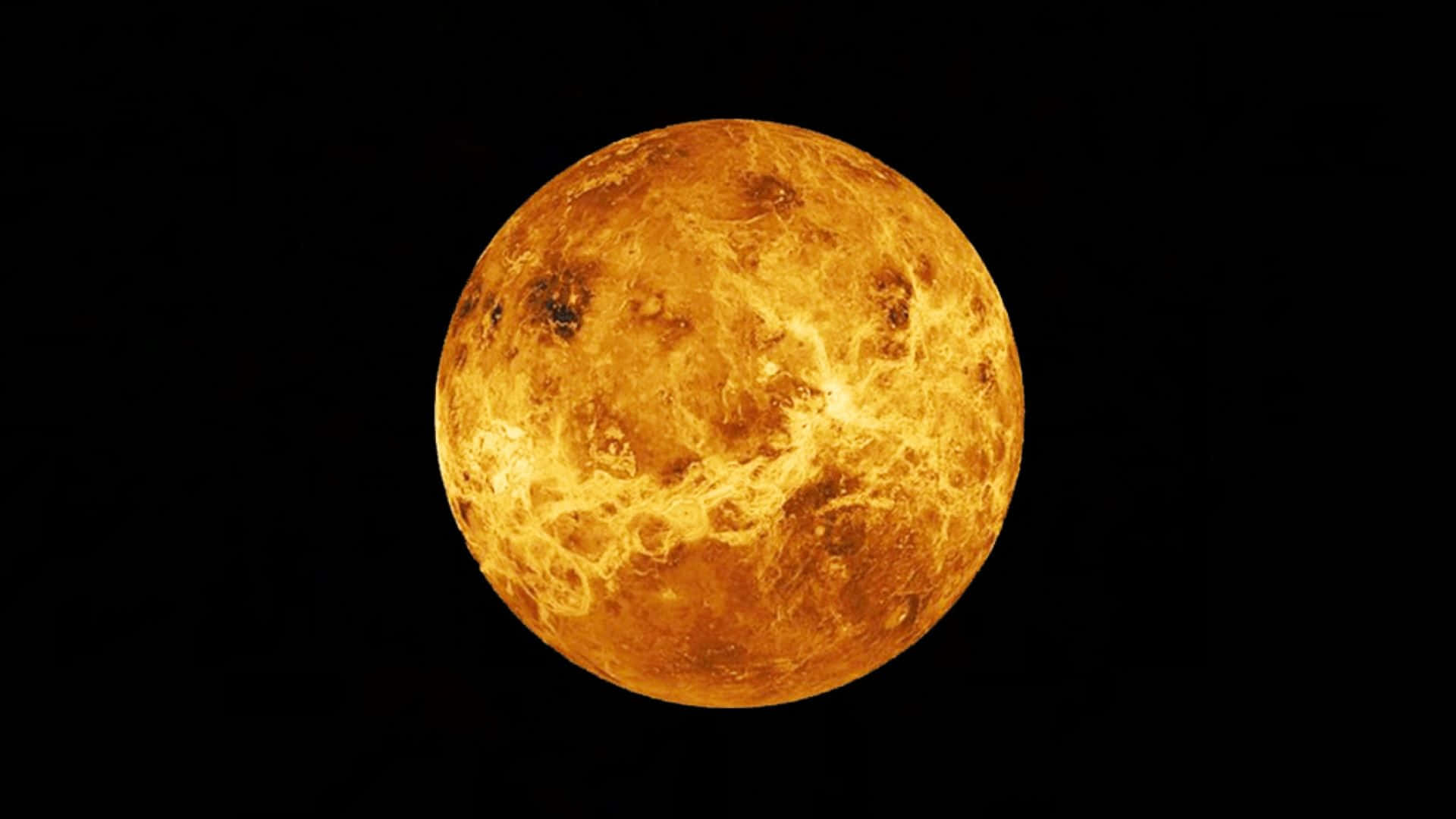 行星動畫 桌布 壁紙 — 一顆發光的橙色行星，表面有漩渦狀圖案，背景是漆黑的虛空。