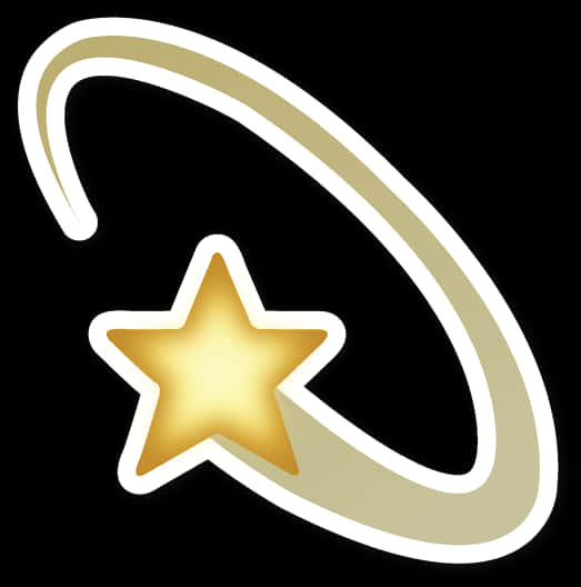 Stars 桌布 壁紙 — 一顆發光的金色星星，帶有彎曲的白色和金色軌跡，背景為黑色。