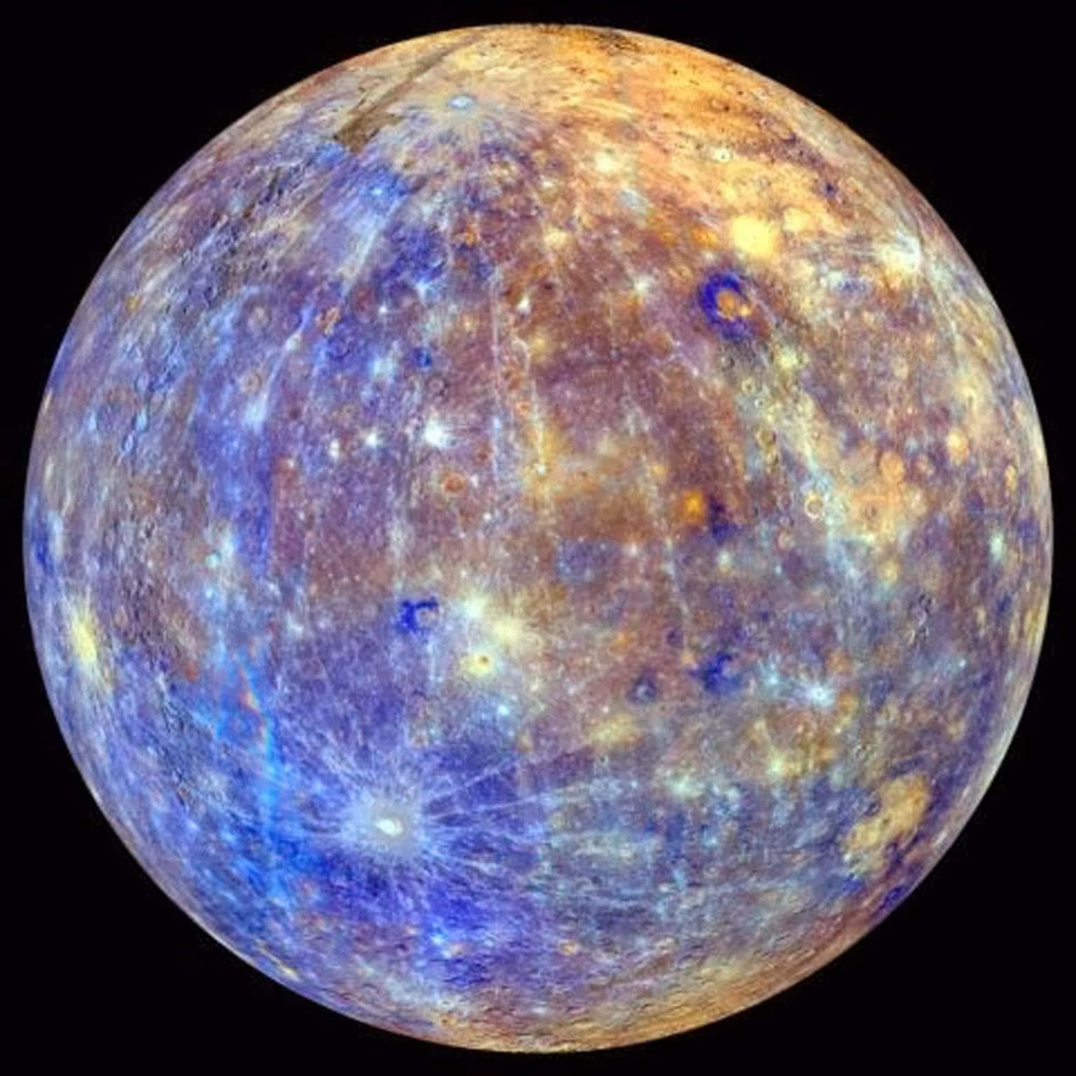 行星動畫 桌布 壁紙 — 一顆色彩鮮豔的行星，帶有旋轉的藍色和橙色色調，表面佈滿隕石坑，背景是黑色太空。