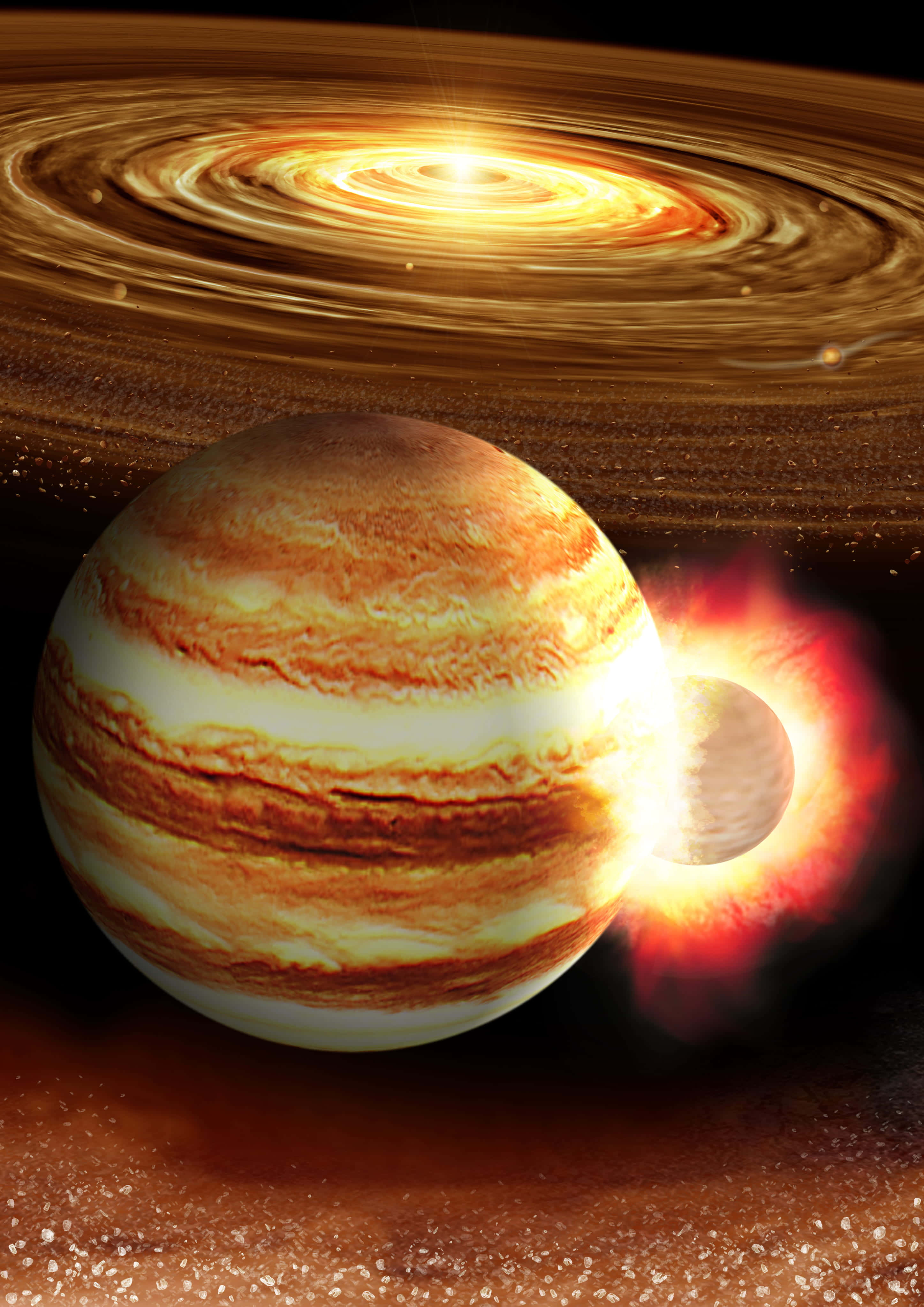一顆行星正被隕石撞擊 壁紙