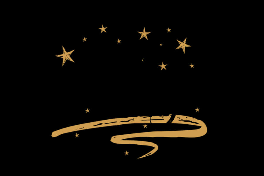 桌布 壁紙 — 一顆金色彗星劃過點綴著閃爍星星和彎月的黑色天空。