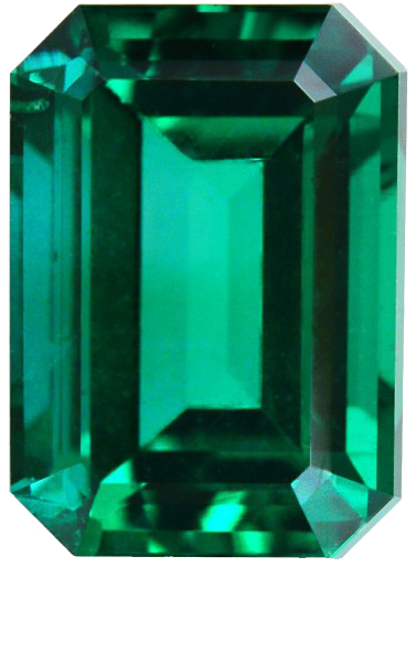 Gemstone 桌布 壁紙 — 一顆閃耀的祖母綠切割寶石，深綠色刻面在純白背景上反射光線。