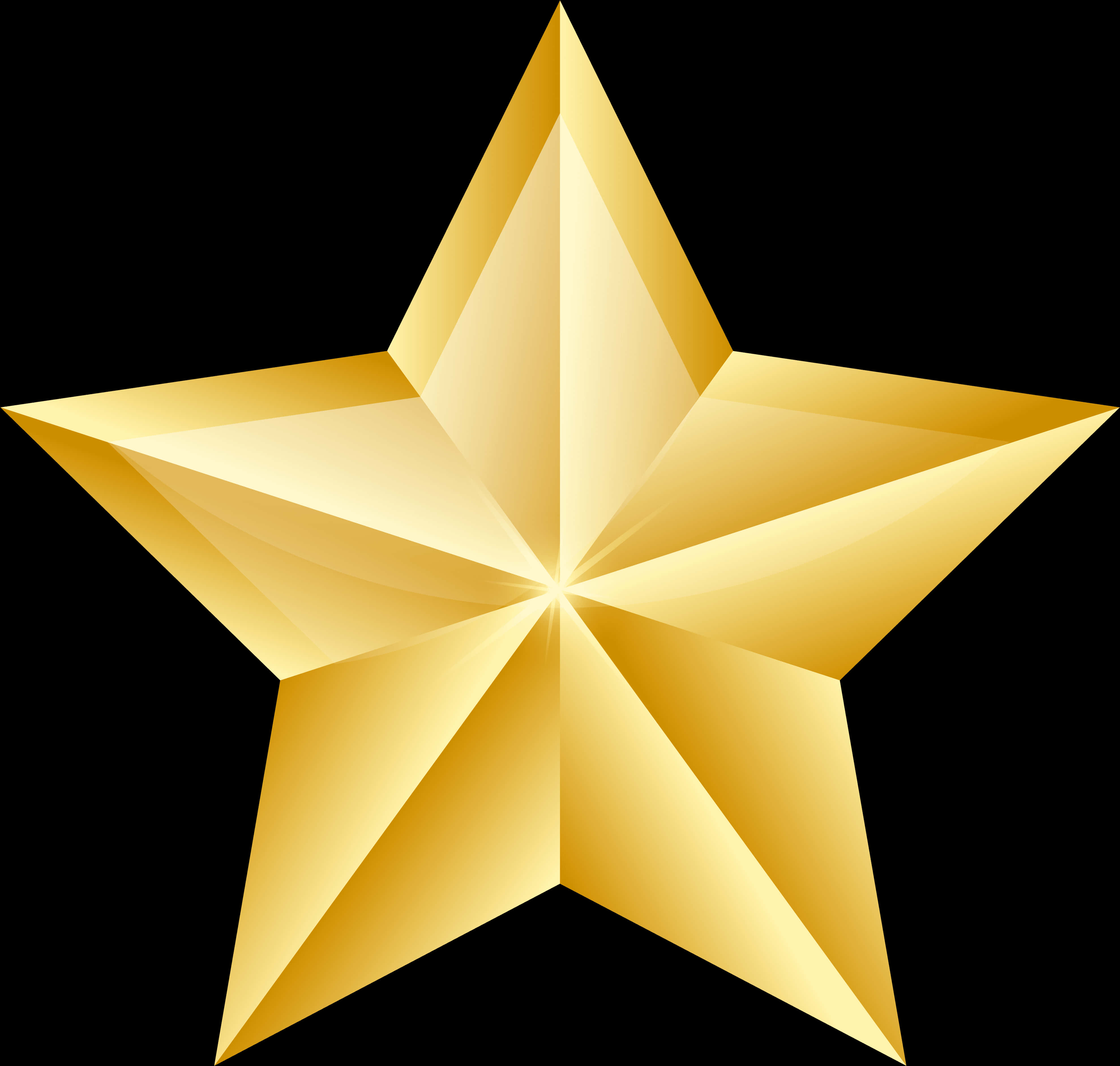 Golden Star 桌布 壁紙 — 一顆閃耀的金色星星，帶有銳利的切面和發光的高光，在純黑色背景上脫穎而出。