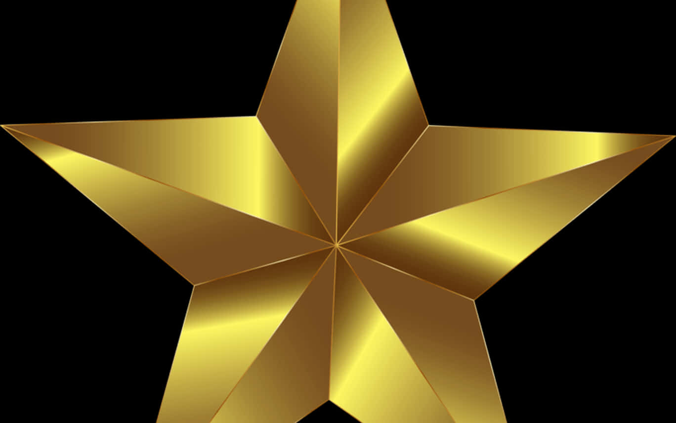 Gold Stars 桌布 壁紙 — 一顆閃耀的金色星星，帶有銳利的切面和發光的高光，在純黑色背景上脫穎而出。