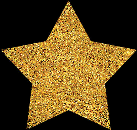 Stars 桌布 壁紙 — 一顆閃耀的金色閃粉星星在純黑背景上閃爍，帶有閃亮質感。