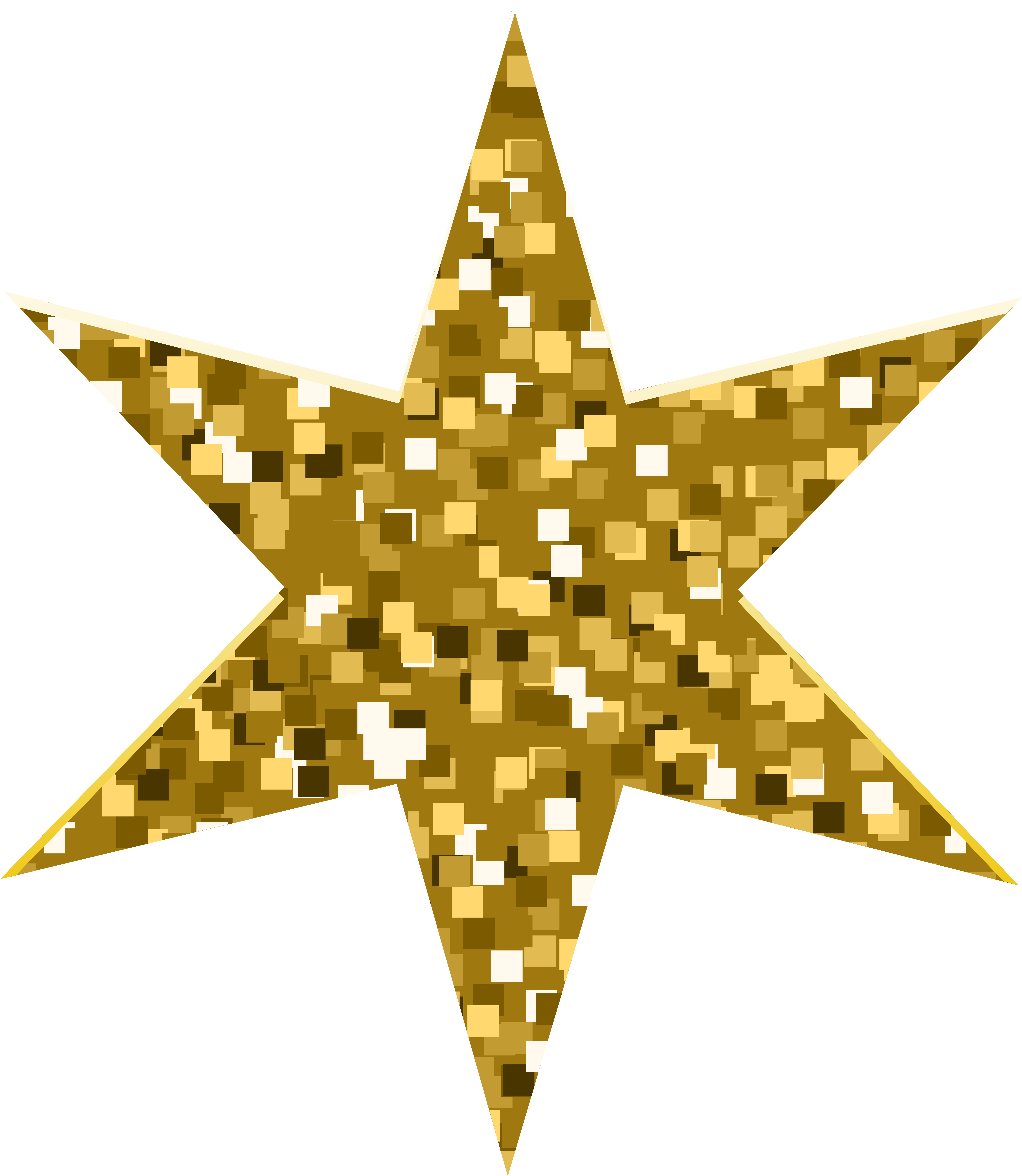 Stars Clipart 桌布 壁紙 — 一顆閃閃發光的金色星星，帶有像素化的閃光紋理，在純黑色背景上醒目地矗立。