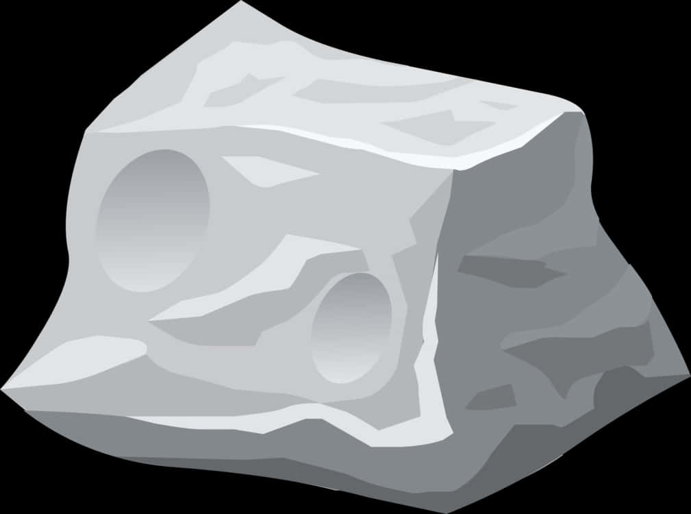The Rock 桌布 壁紙 — 一顆風格化的灰色岩石，帶有光滑的圓形孔洞和柔和陰影，襯托在黑色背景上。