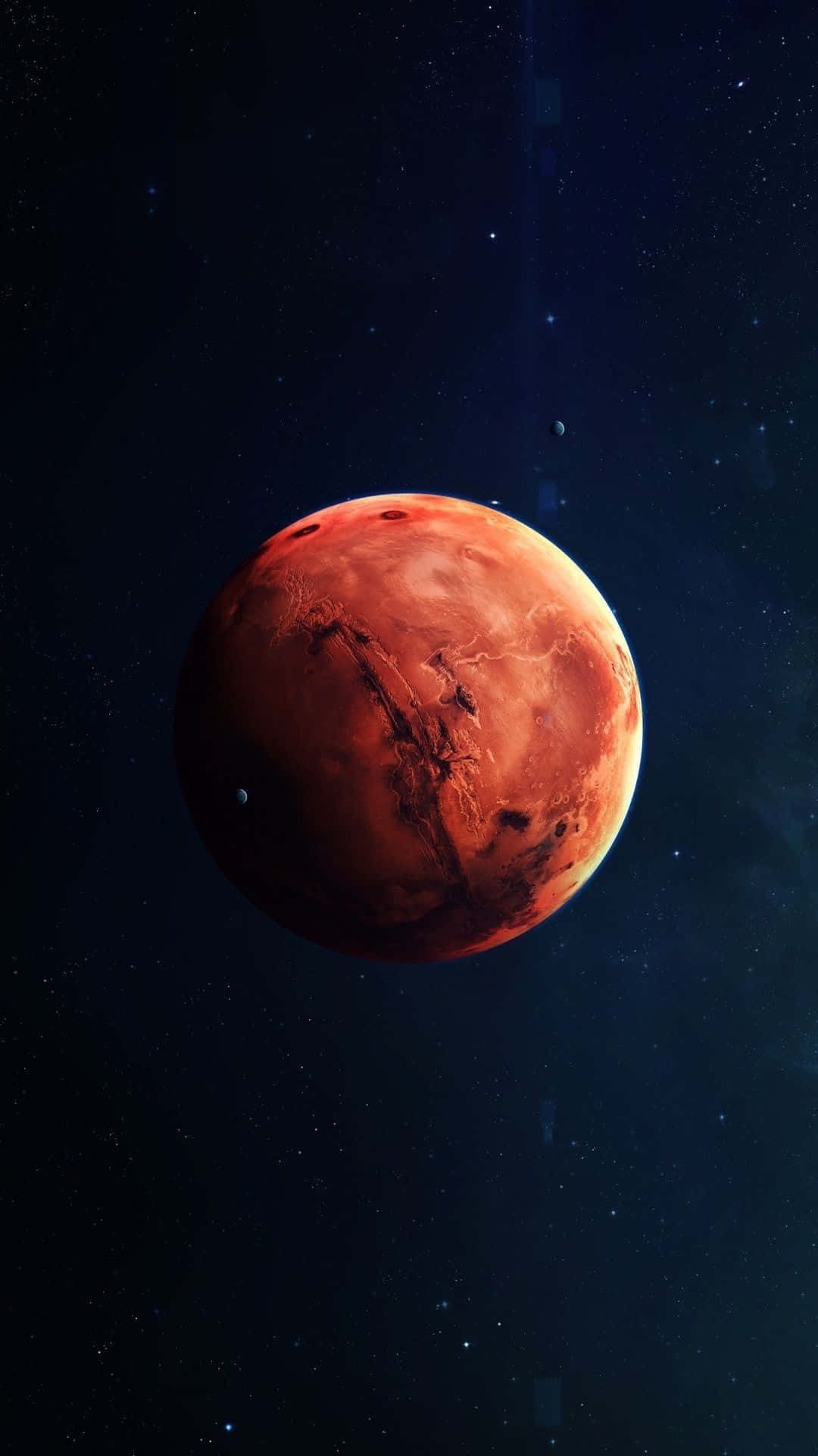 紅色行星火星在深空中閃耀，伴隨著遙遠的星星。 — 太陽系 GIF 壁紙