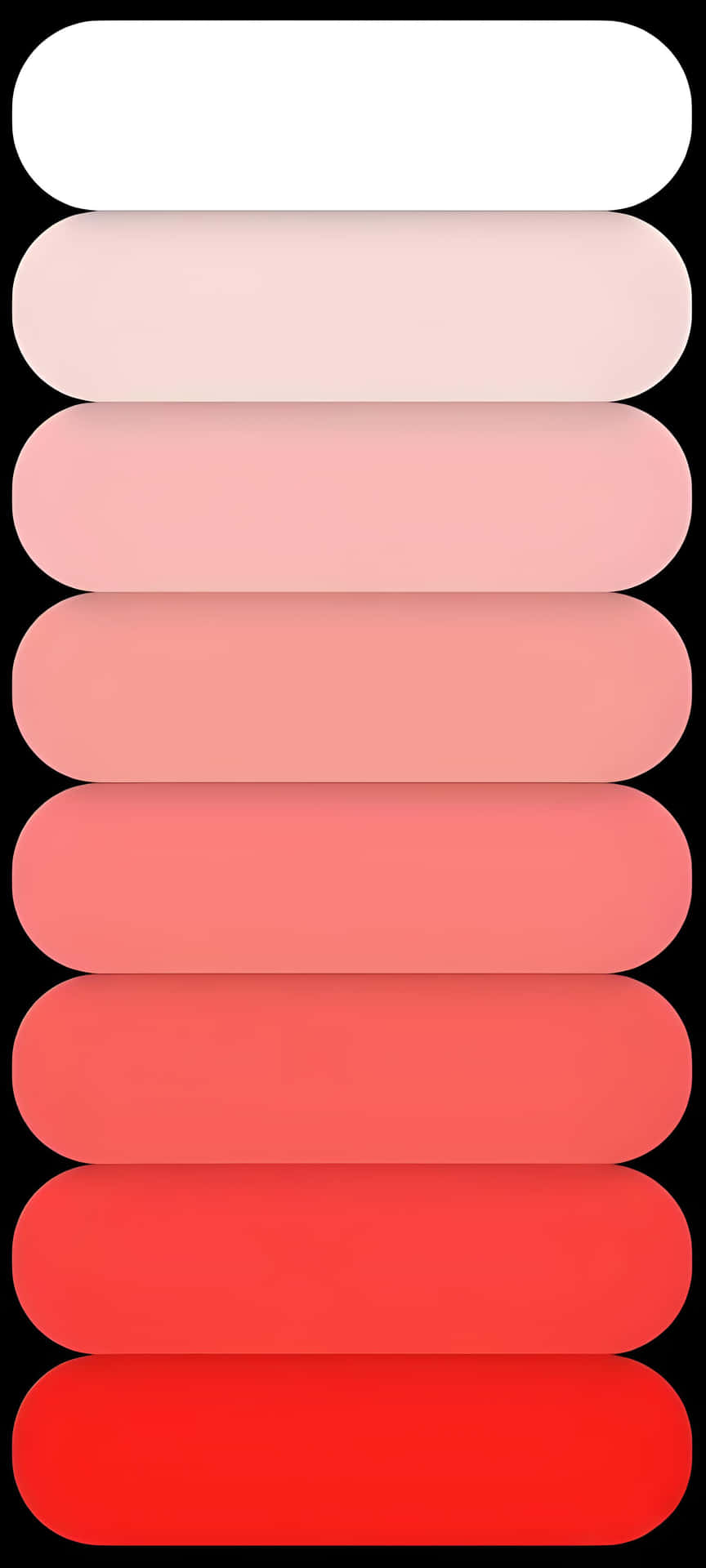 Pink Gradient: Minimalist Soft - Toned Wallpaper 壁紙 — 七條水平圓角條紋，從白色到深紅色的漸變色調，襯以黑色背景。