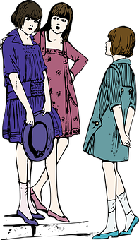 三位女性站立對話插圖 壁紙