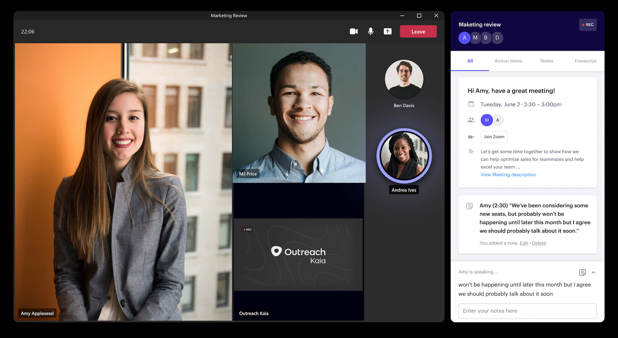 Microsoft Teams 桌布 壁紙 — 三位微笑的專業人士出現在視訊通話介面中，共享的數位白板顯示會議記錄和簡報投影片。