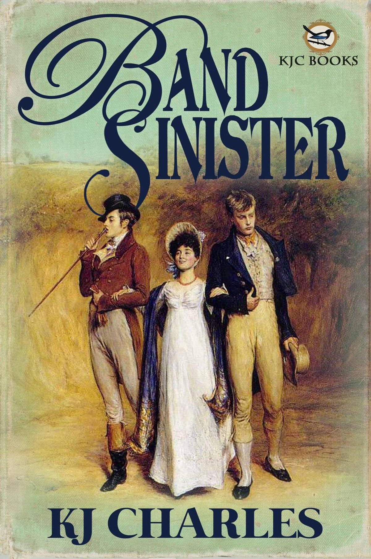 sinister 桌布 壁紙 — 三位穿著優雅的攝政時期人物，在柔和的金色光芒下，一起站在田園風格的田野中。