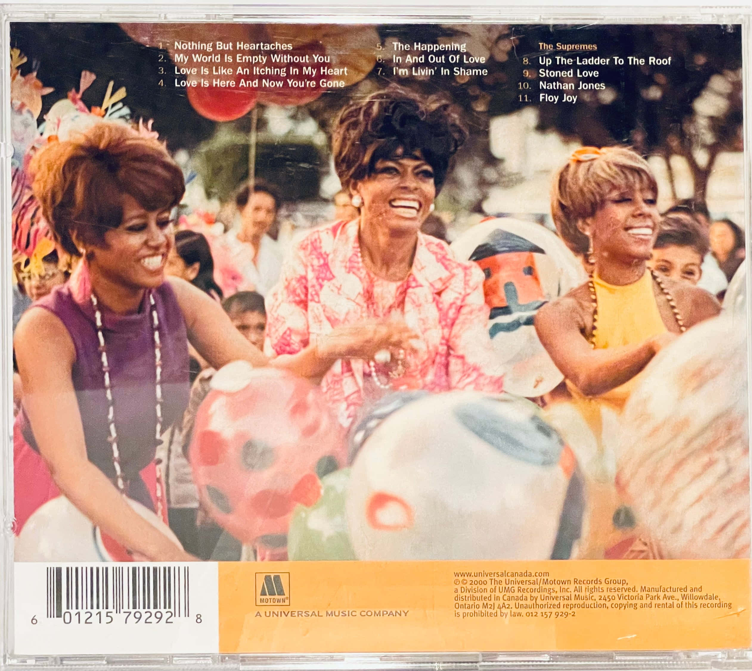 Album Cover 桌布 壁紙 — 三位面帶微笑的女性穿著充滿活力的1960年代服裝，在一個有彩色氣球的節日戶外聚會中歡快地大笑。