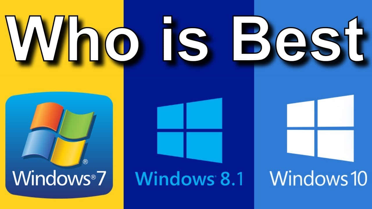 Windows 桌布 壁紙 — 三個 Windows 作業系統標誌並排，粗體文字詢問誰最好