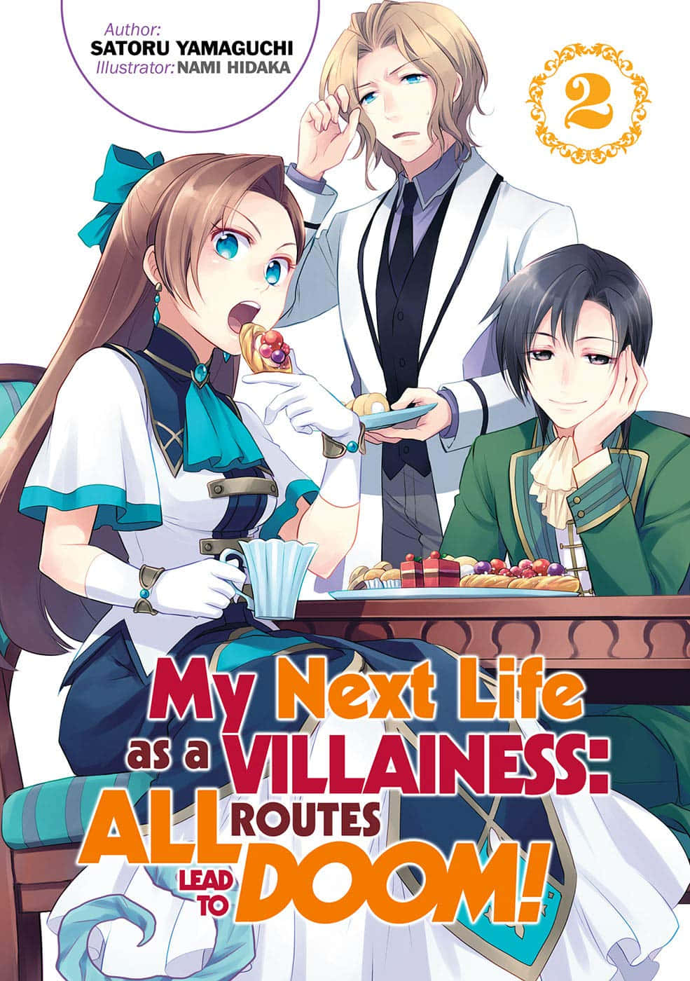 My Next Life As A Villainess All Routes Lead To Doom 桌布 壁紙 — 三個動漫角色在桌旁享用茶和糕點，表情誇張，服飾優雅。