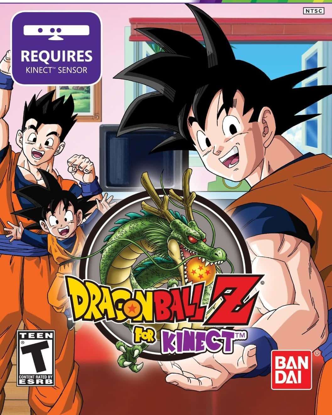 Dragon Ball Z Games 桌布 壁紙 — 三個動畫化的七龍珠Z角色在色彩繽紛的遊戲封面中，圍繞著發光的龍珠愉快地擺姿勢。