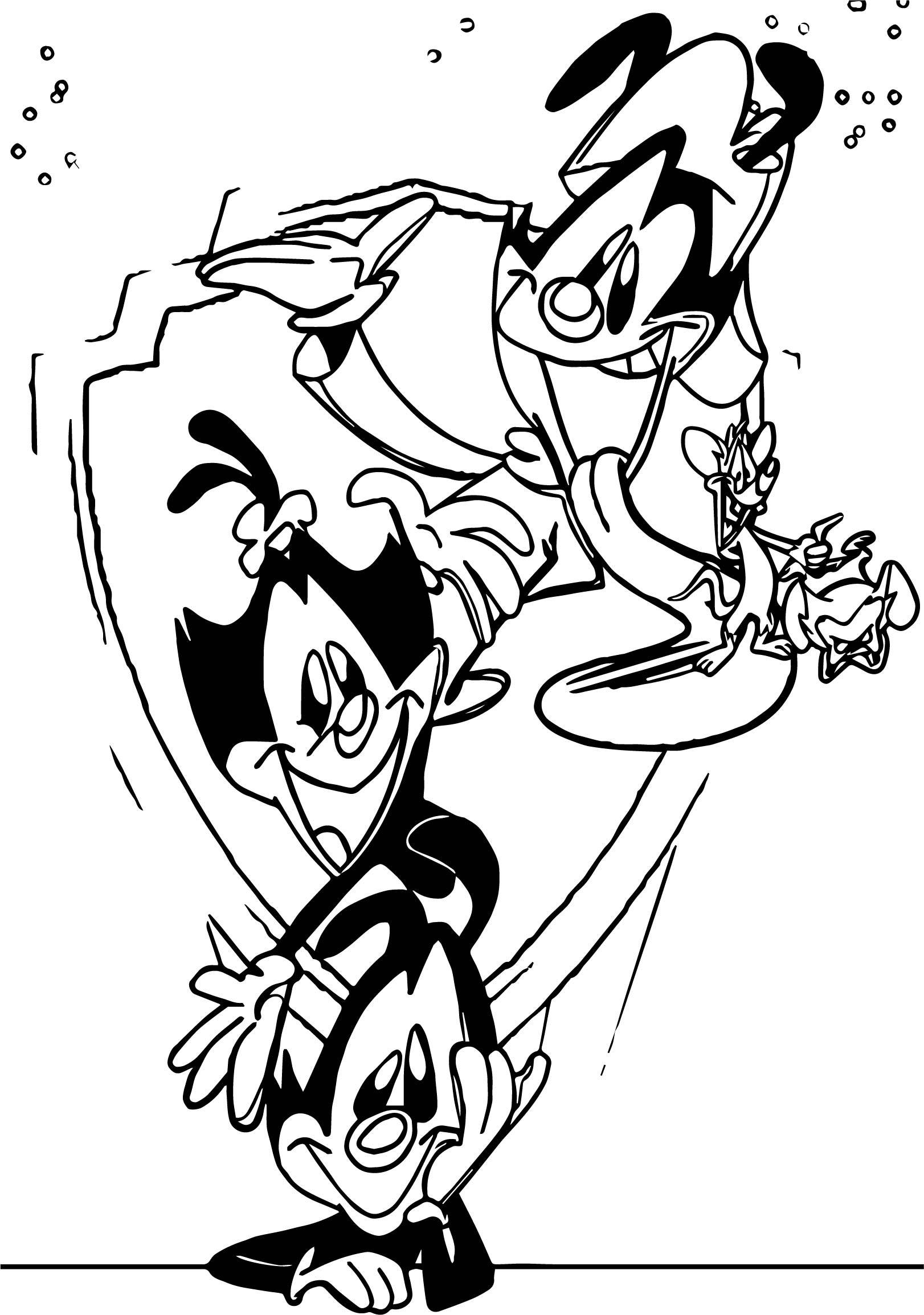 Animaniacs 桌布 壁紙 — 三個卡通角色以動態姿勢呈現，表情豐富，輪廓鮮明，背景簡潔。