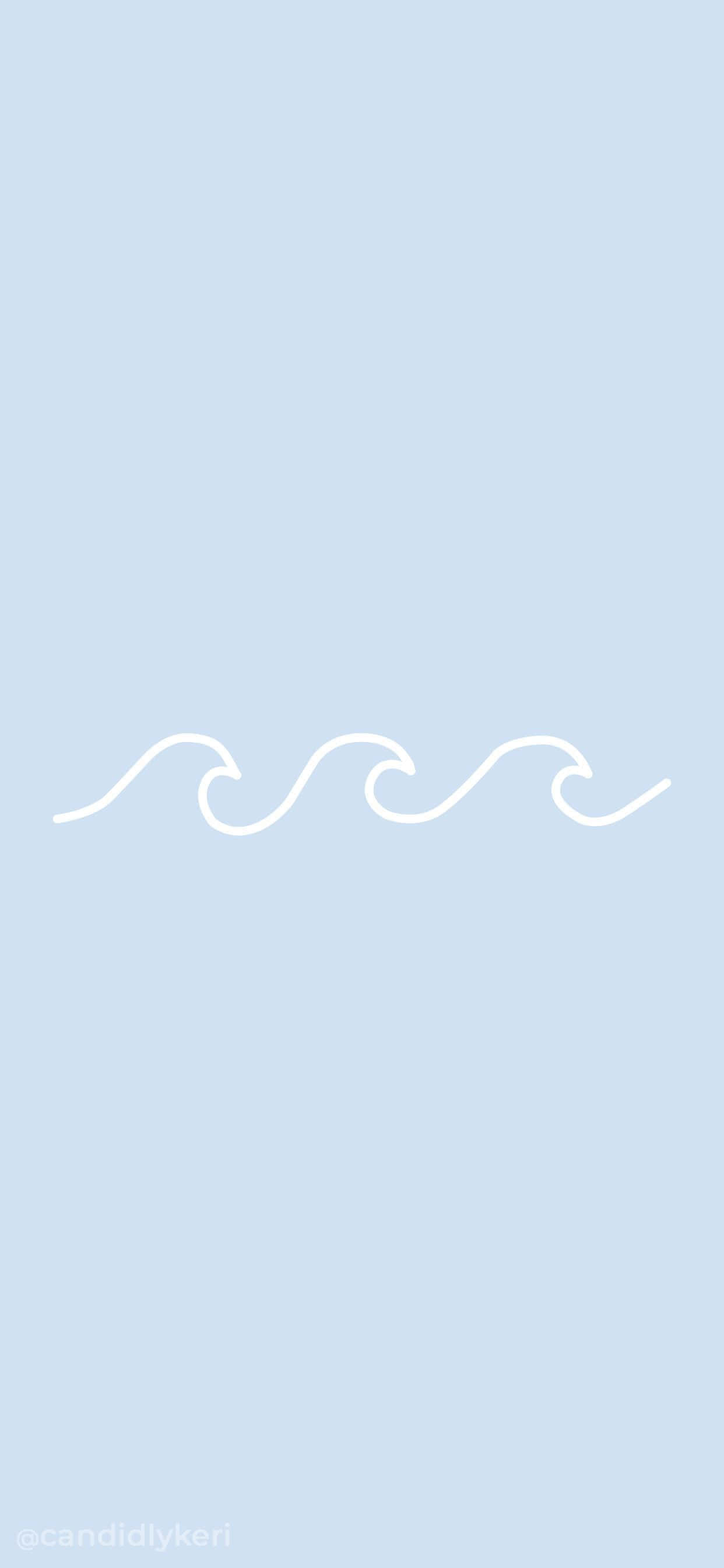 waves 桌布 壁紙 — 三個極簡白色波浪輪廓漂浮在柔和的粉藍色背景上。