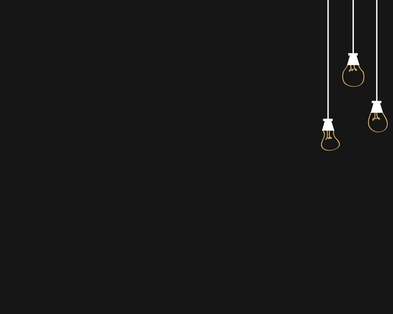 Dark Aesthetic Computer 桌布 壁紙 — 三個極簡風格的燈泡用細線懸掛在純黑色背景上。