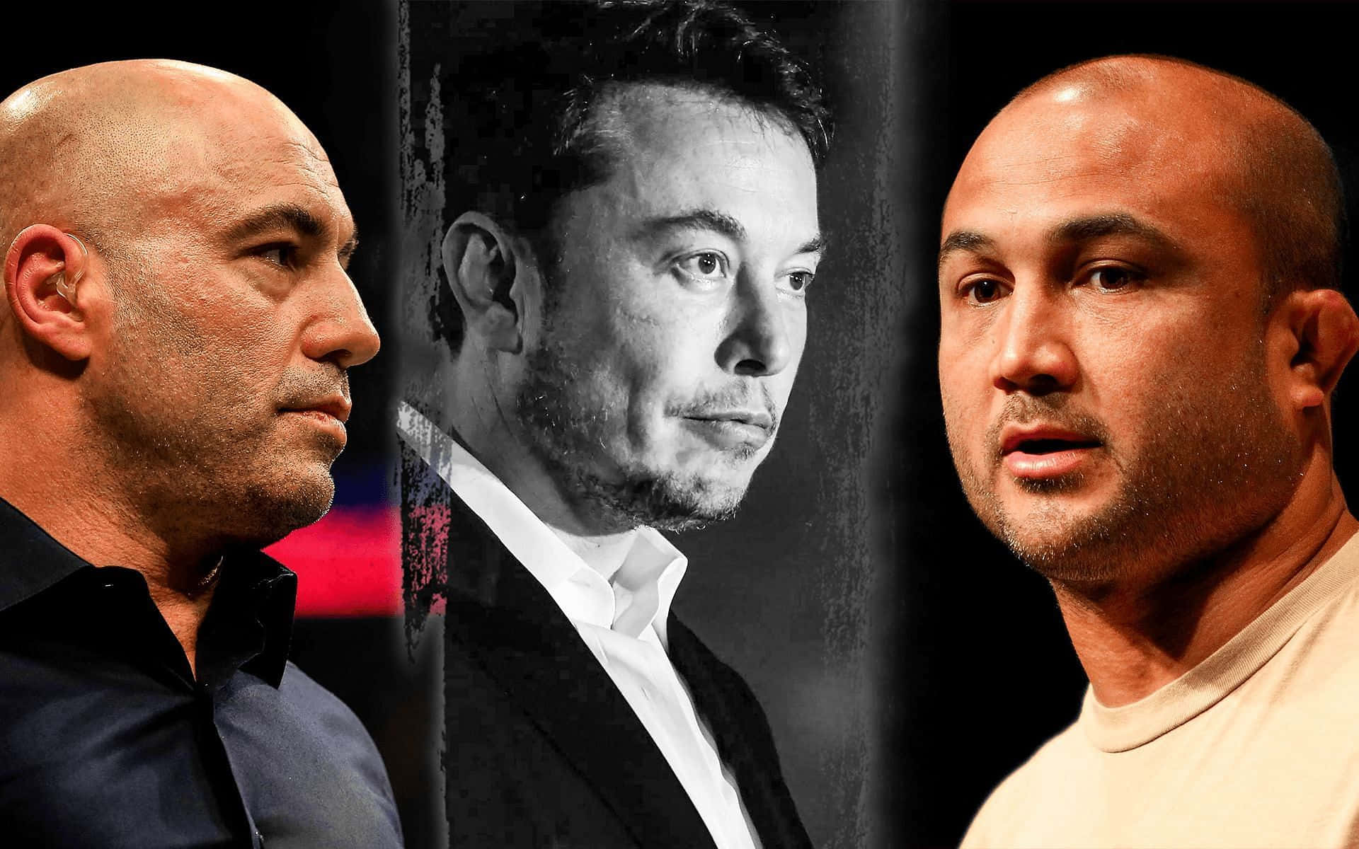 UFC 桌布 壁紙 — 三個男人側面相對，背景昏暗，燈光戲劇性。