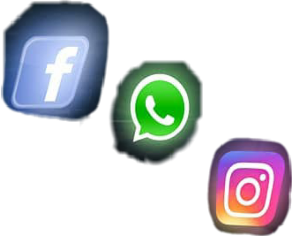 For Picsart 桌布 壁紙 — 三個發光的社交媒體應用程式圖示在黑暗背景上漂浮，帶有柔和的光效。
