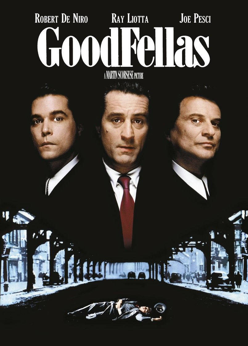goodfellas 桌布 壁紙 — 三個穿西裝的男人從黑暗的天空俯視著一條積雪的街道，下面躺著一具屍體。