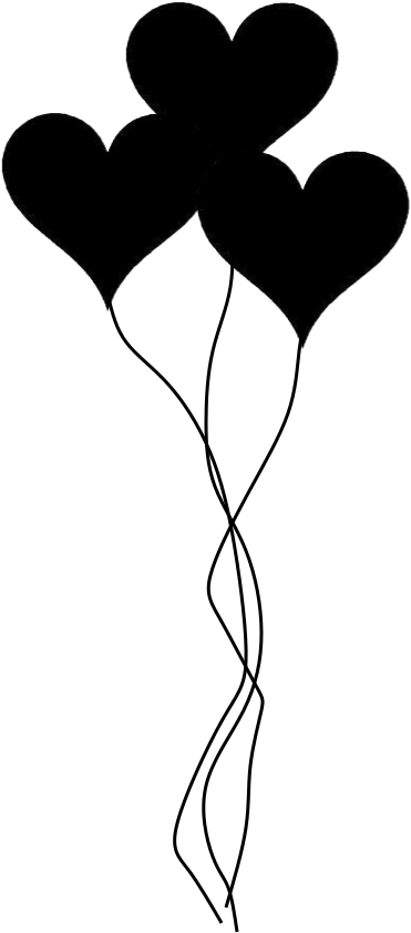 Love Black And White 桌布 壁紙 — 三個簡單的心形輪廓在純黑色背景上漂浮，呈現極簡設計。