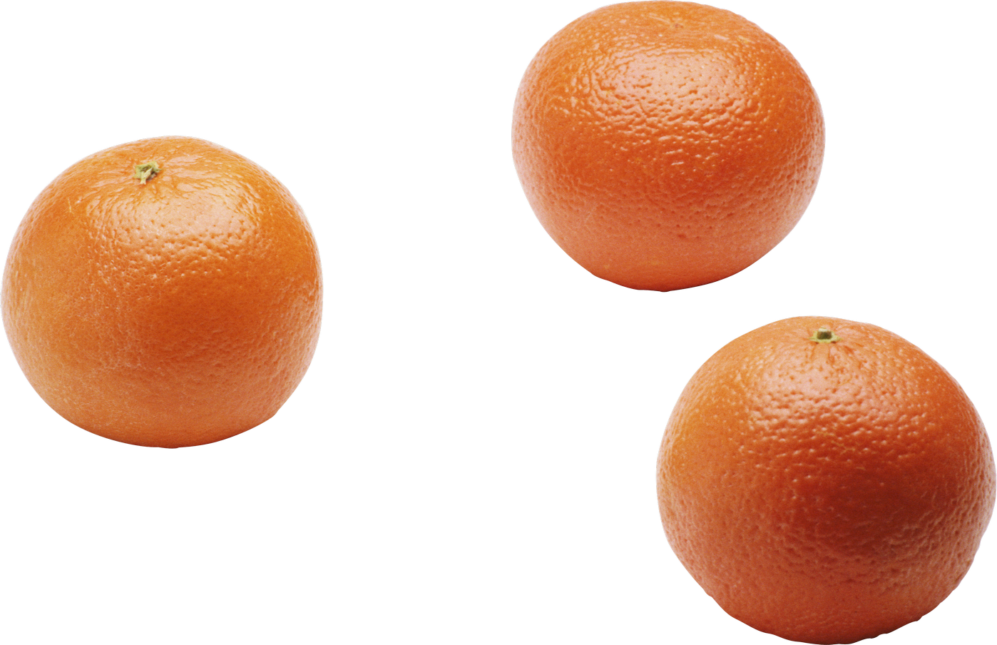 mandarin 桌布 壁紙 — 三個鮮豔的柳橙，帶有紋理的果皮，漂浮在灰色背景上。