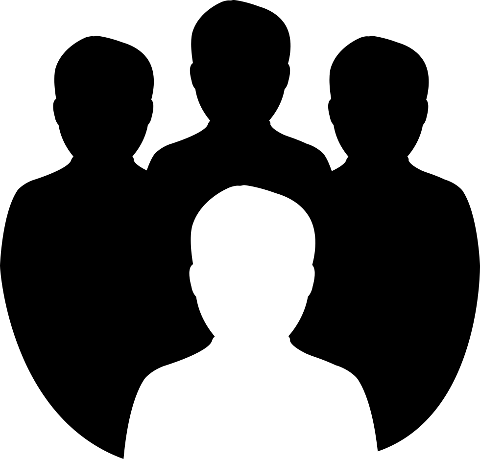 Teamwork 桌布 壁紙 — 三個黑色人物剪影站在一個白色剪影後面，形成一個極簡風格的群組圖示。