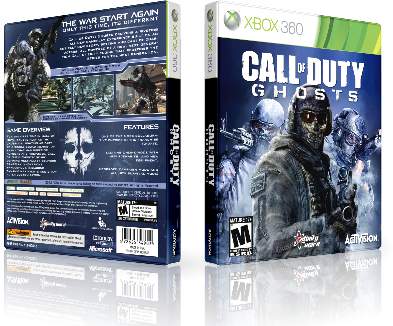 Xbox 桌布 壁紙 — 三名身穿戰術裝備、手持武器的士兵在《Call of Duty Ghosts》的遊戲盒封面上準備就緒。