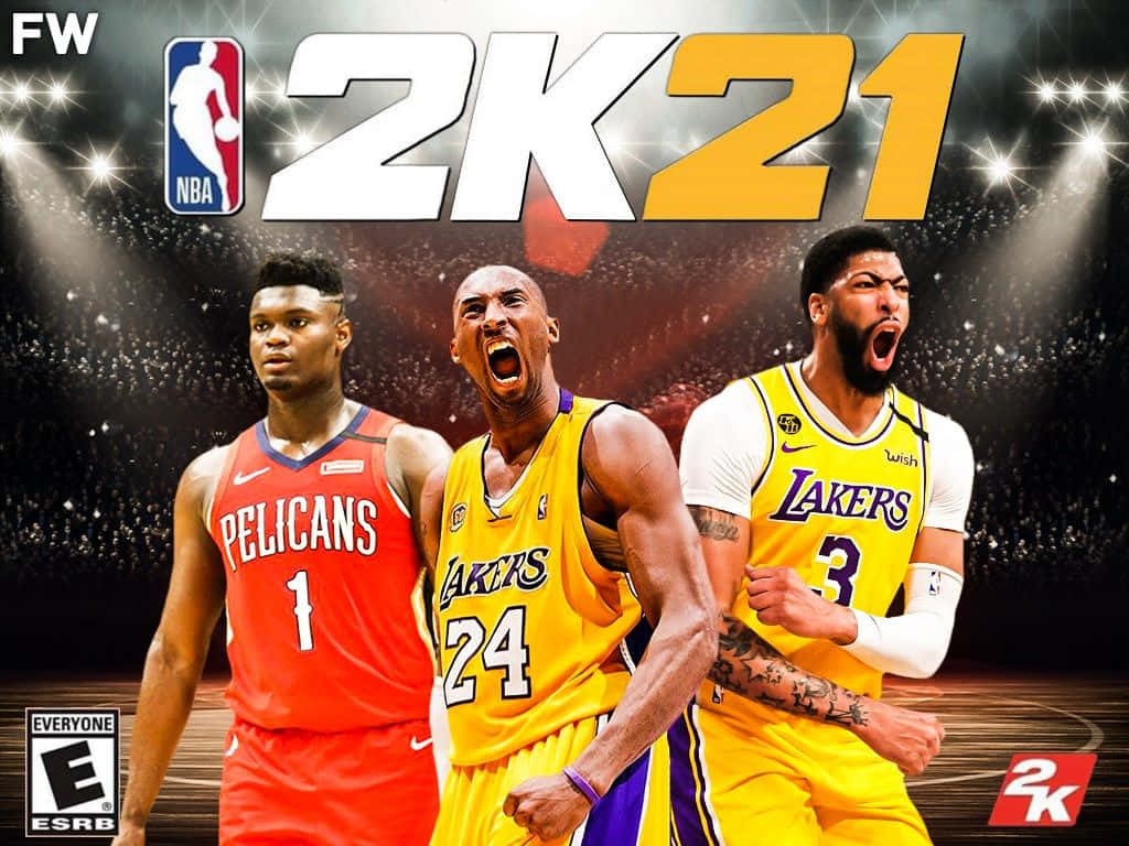 NBA 桌布 壁紙 — 三名身穿鮮豔球隊球衣的NBA籃球運動員在體育館燈光下，對著閃爍的黑暗背景發出強烈的咆哮。