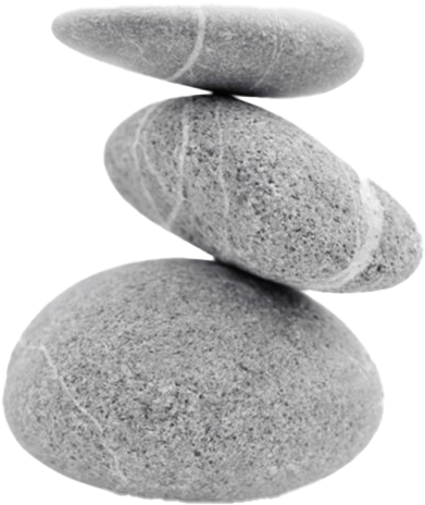 Stone 桌布 壁紙 — 三塊光滑的灰色石頭在純黑色背景上以不穩定的堆疊保持平衡。