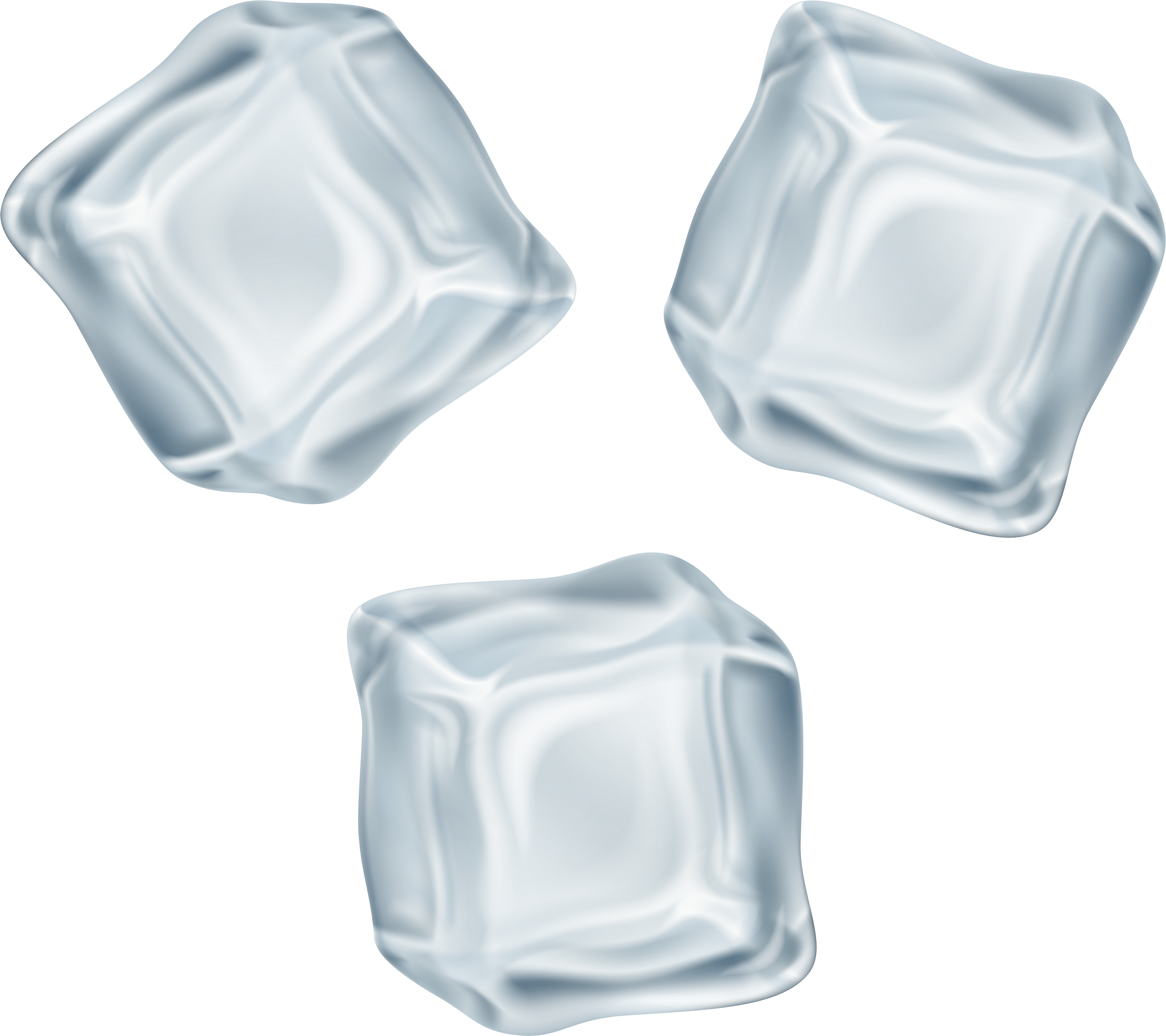 Ice Cubes 桌布 壁紙 — 三塊半透明的冰塊，邊緣光滑圓潤，漂浮在純黑色背景上。