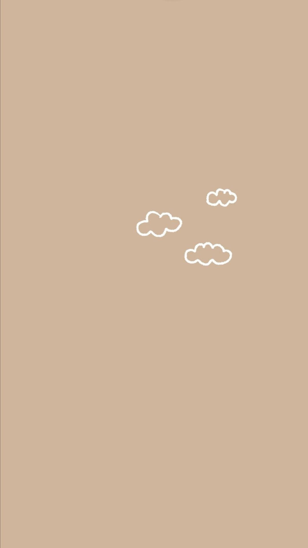 Clouds Aesthetics 桌布 壁紙 — 三朵極簡白色輪廓雲朵輕輕漂浮在純米色背景上。