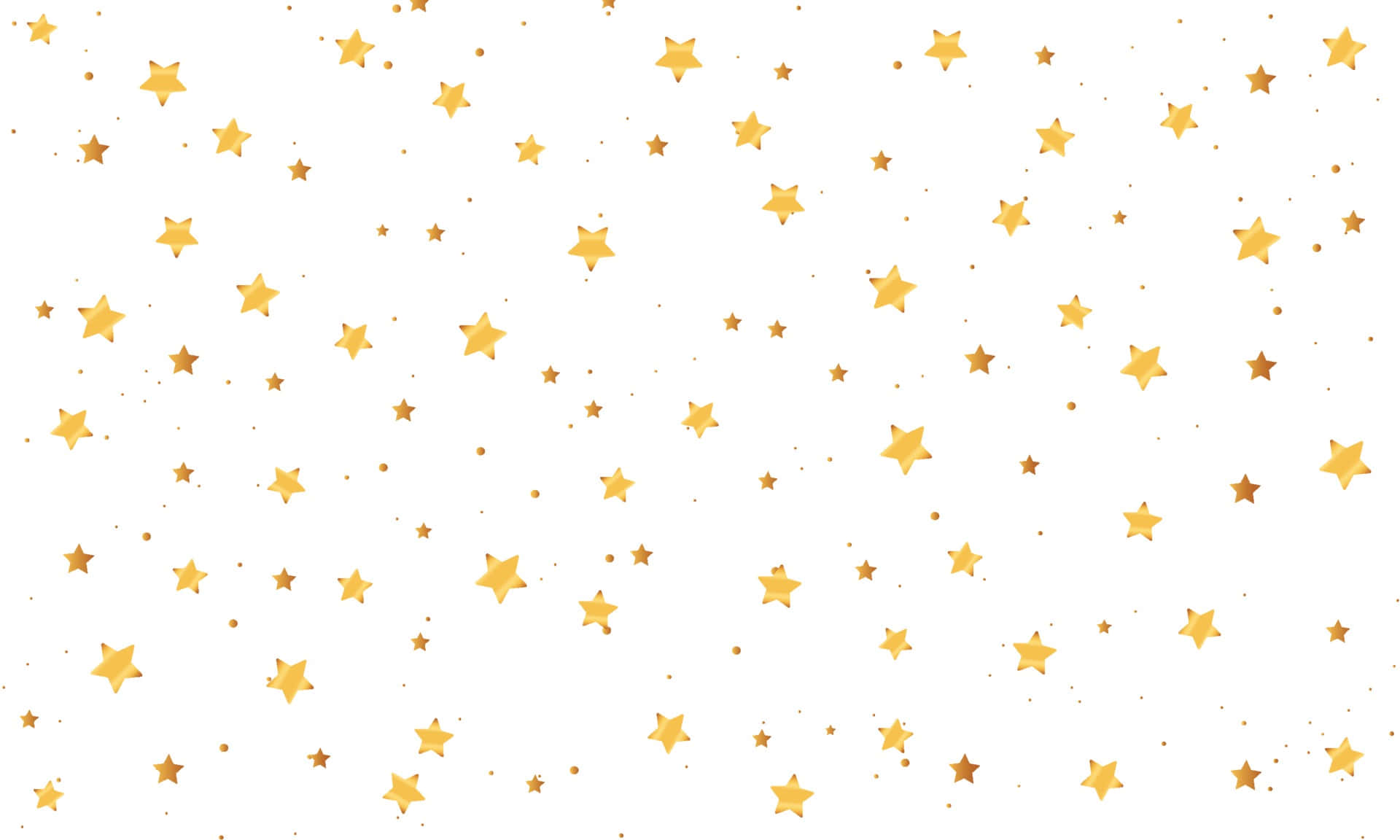 Gold Star 桌布 壁紙 — 不同大小的金色星星漂浮在潔淨的白色背景上，營造出節日閃爍效果。