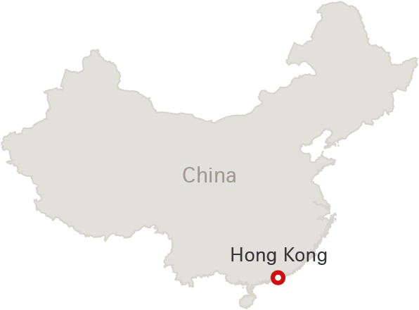 中國 桌布 壁紙 — 中國的極簡地圖，香港在其東南沿海以紅點標示。