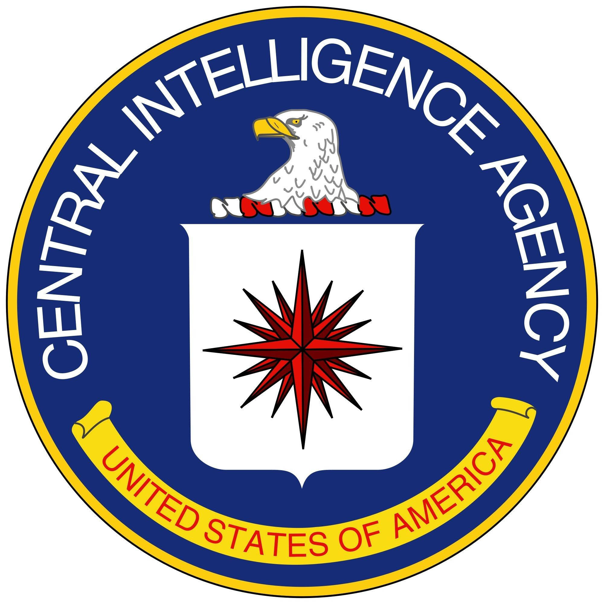 Cia 桌布 壁紙 — 中央情報局的官方印章，藍色背景上有一隻白鷹位於紅星之上，並帶有金色邊框。