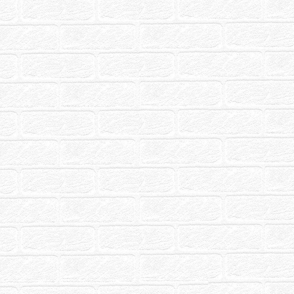 White Texture 桌布 壁紙 — 乾淨的白色磚牆紋理，帶有微妙的浮雕砂漿線條和柔和陰影，營造出深度感。