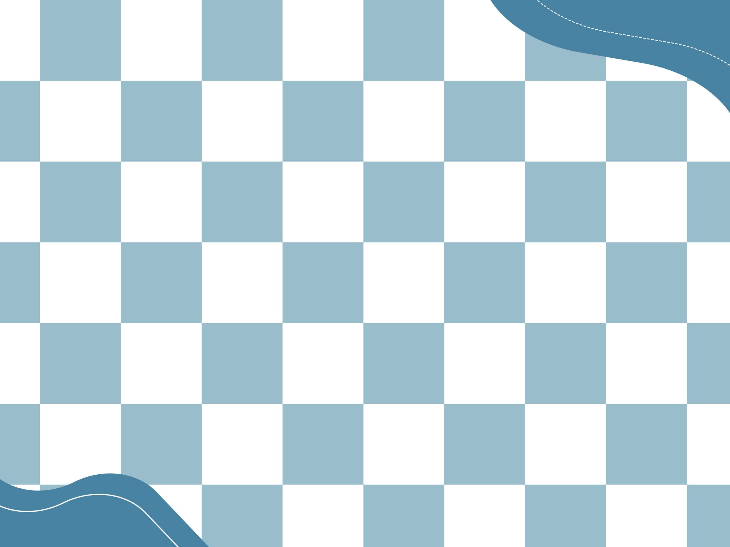 2560x1920 桌布 壁紙 — 乾淨的藍白棋盤格圖案，角落帶有柔和波浪點綴。