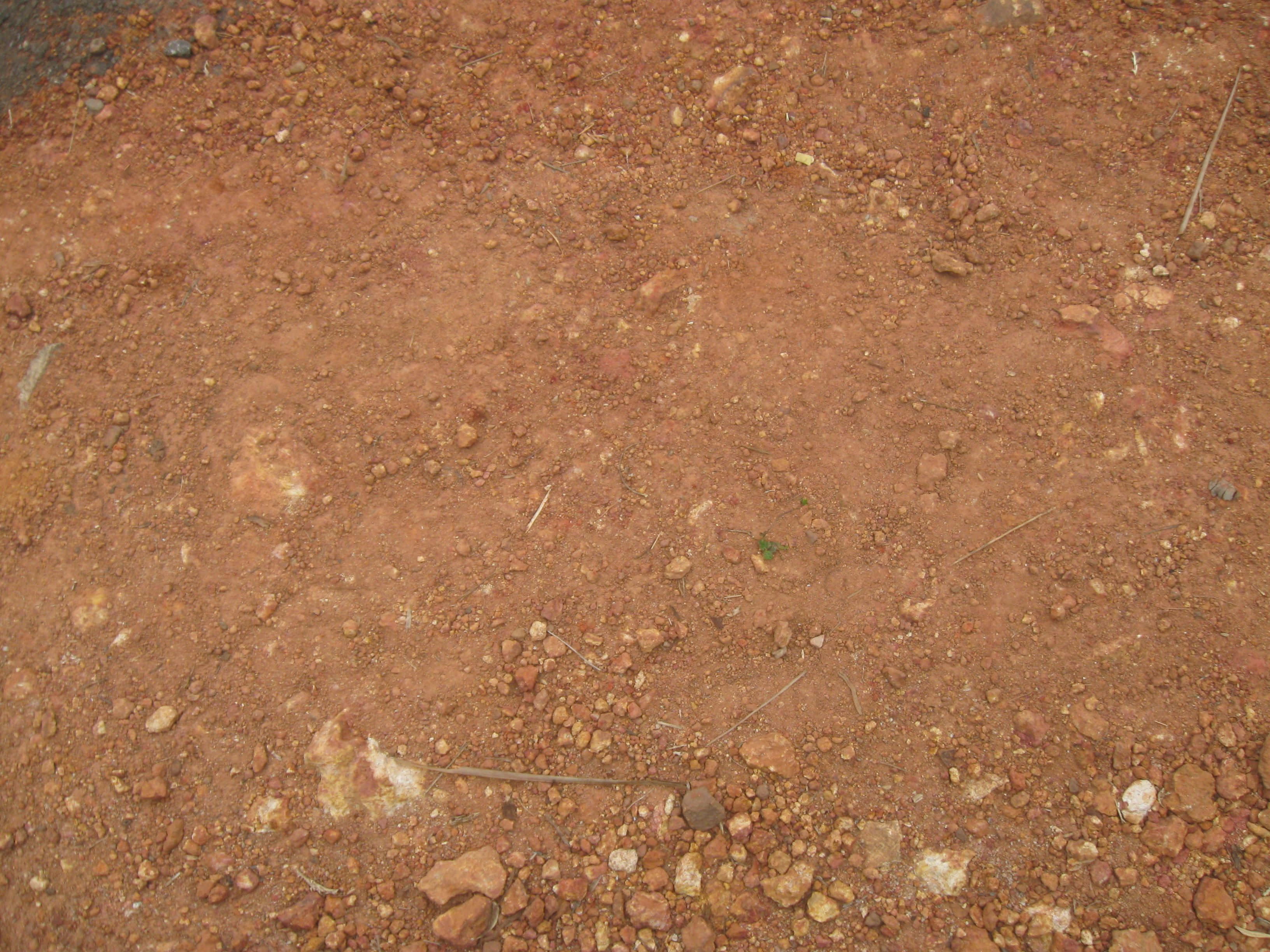 Dirt 桌布 壁紙 — 乾裂紅褐色泥土的特寫，散佈著小石頭和稀疏的乾草。