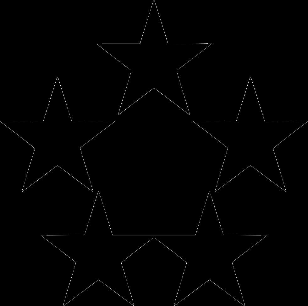 Stars 桌布 壁紙 — 五個白色輪廓星星以圓形圖案排列在純黑色背景上。