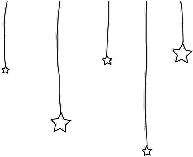 Stars 桌布 壁紙 — 五個白色輪廓星星從細線懸掛在純黑色背景上。