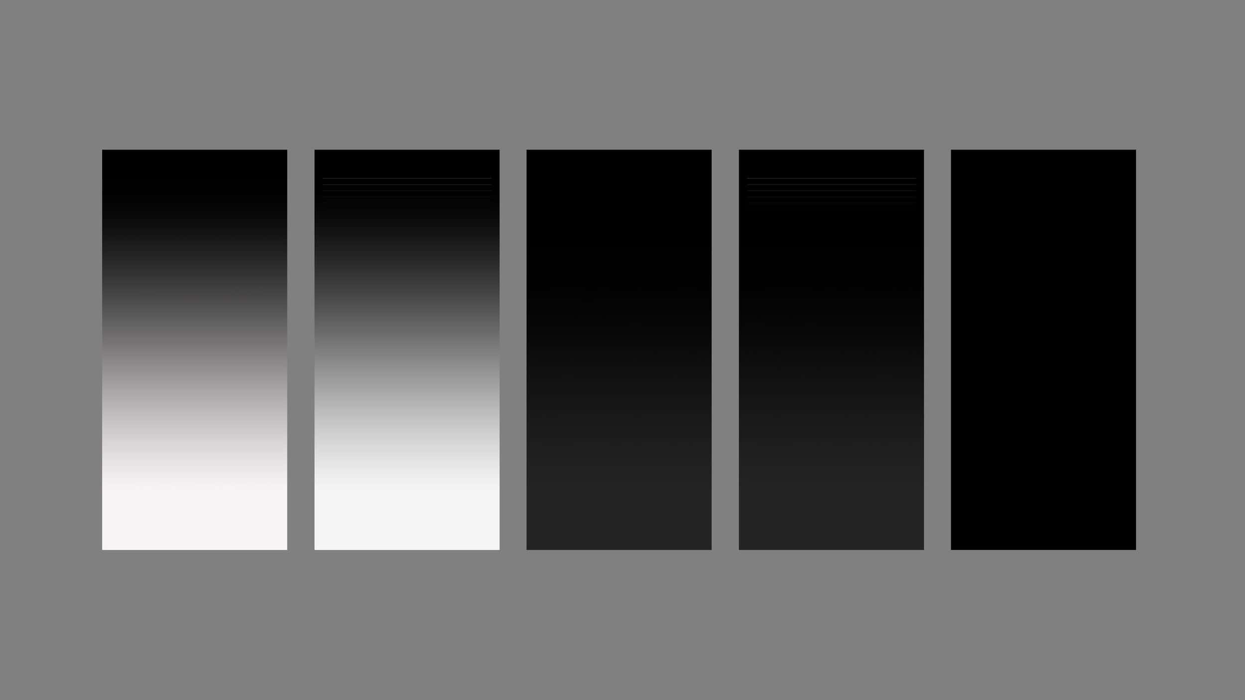 Minimalist Monochrome 桌布 壁紙 — 五條垂直漸變條，以不同深淺的黑白色調排列在灰色背景上。