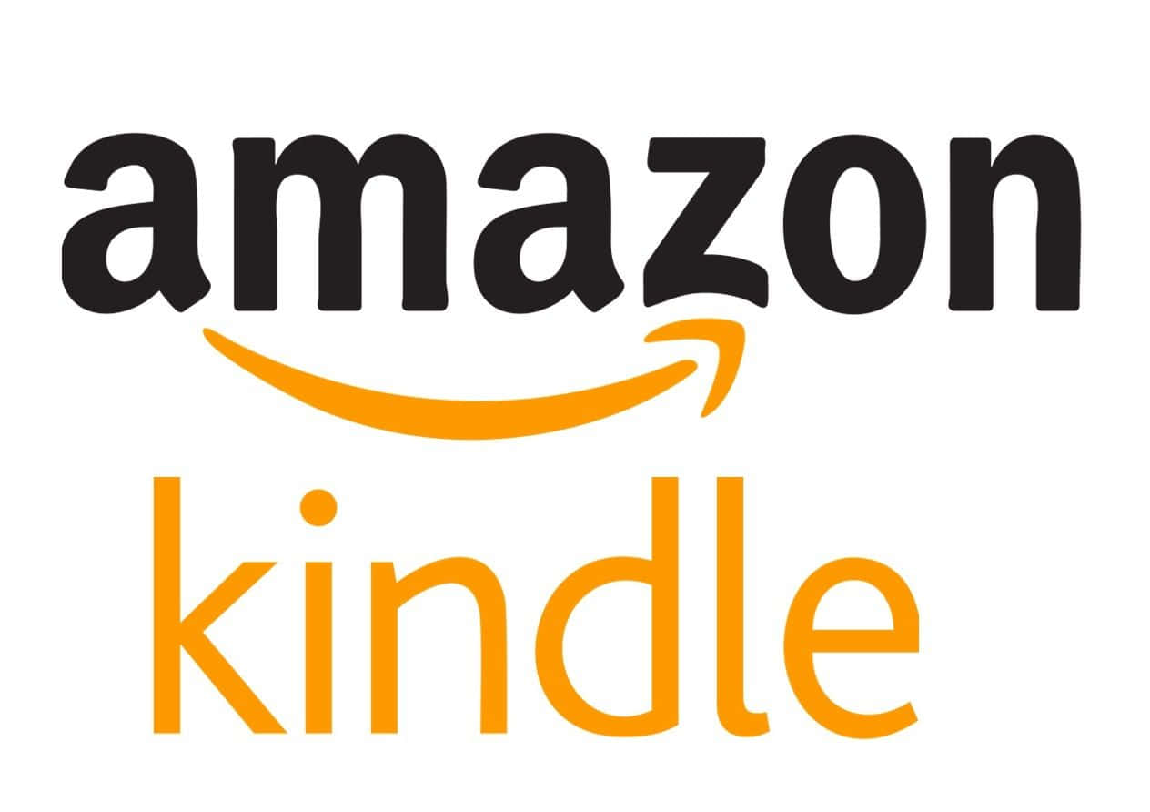 亞馬遜 桌布 壁紙 — 亞馬遜Kindle標誌，黑色和橙色文字，純白背景。